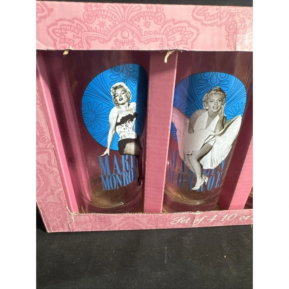 Marilyn Monroe Seven Year Itch Glasses Blue Drink Dinner Glass Set Of 4